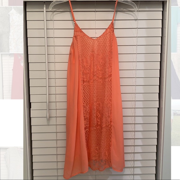 Coral/orange lace dress - Picture 1 of 1